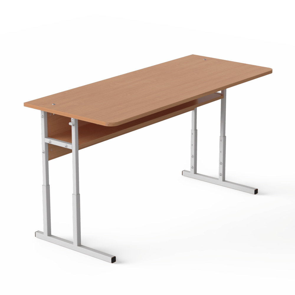 Стіл учнівський двомісний з полицею УСР -21, №4-6 полозковий МЕБЛІ ТЕХНОСТИЛЬ